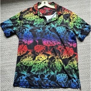 DEOLAX Mens Golf Shirt Fashion Print Floral Pollo Soft Classic Casual Dry Fit